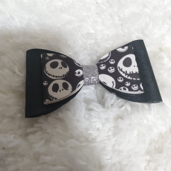 Nwt hand crafted Jack skellington 2 pc girls bow bundle - Picture 3 of 8